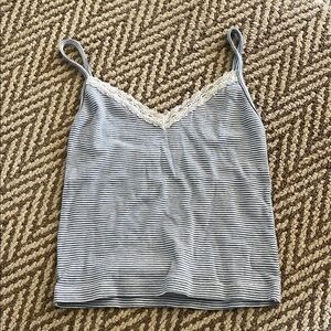 Striped Lace Trim Cami Top